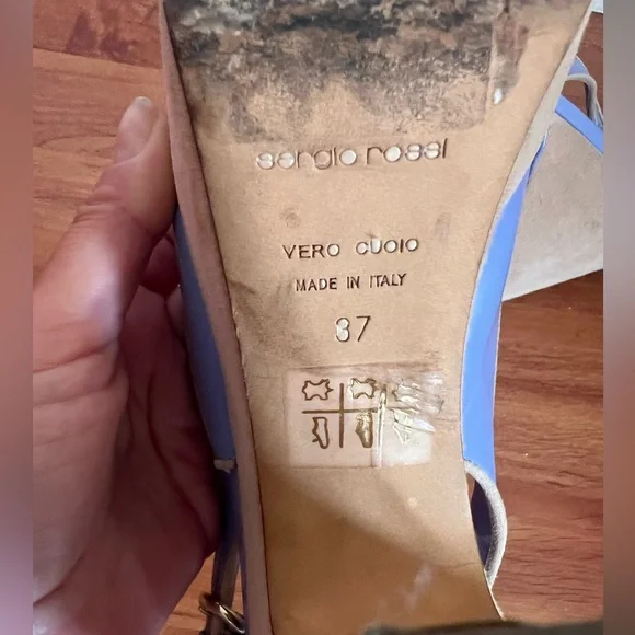 Sergio Rossi Made Italy Size 37 Purple and Tan Platform Heels - Picture 4 of 6